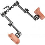 Camvate Wooden Handles With Extension Arms & 15mm Rod Clamp With Upgraded Knob