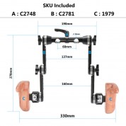 Camvate Wooden Handles With Extension Arms & 15mm Rod Clamp With Upgraded Knob