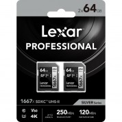 Lexar 64gb Professional 1667x Uhs-ii Sdxc Memory Card (2-pack)