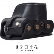 Megagear Black Ever Ready Genuine Leather Camera Case