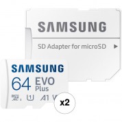 Samsung 64gb Evo Plus Uhs-i Microsdxc Memory Card With Sd Adapter (2-pack)