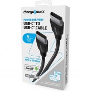 Chargeworx Power Delivery Usb Type-c Male Cable (6', Black)