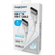 Chargeworx Power Delivery Usb Type-c Male Cable (6', White)