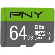 Pny 64gb Elite Uhs-i Microsdxc Memory Card With Sd Adapter