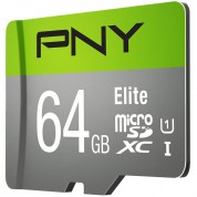 Pny 64gb Elite Uhs-i Microsdxc Memory Card With Sd Adapter