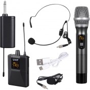 Pyle Pro Pdwmu114 Wireless Uhf Microphone System With Handheld Mic, Lav Mic, Headset Mic & Plug-in Receiver