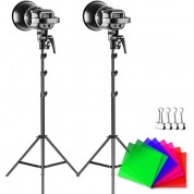 Gvm Led Video Soft Light (daylight-balanced) Ls-p80s Led 2-light Kit With Filters