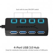 Sabrent 4-port Usb 3.0 Hub With Power Switches