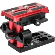 Camvate Quick Release Manfrotto-type Plate With Clamp Base & 15mm Rod Clamp (red)