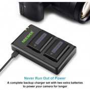 Neewer Dual Usb Charger & Two 1100mah Np-fw50 Type Batteries