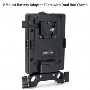 Andycine Multi-output V-mount Battery Plate With Adjustable 15mm Lws Rod Bracket