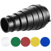 Neewer Large Metal Conical Snoot With Honeycomb Grid And Color Filter Kit (black)