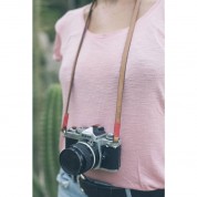 Bronkey Tokyo 103 Leather Camera Neck Strap (tan And Red, 37.4