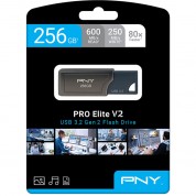 Pny 256gb Pro Elite V2 Usb 3.2 Gen 2 Flash Drive (gunmetal)