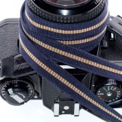 Obijimmy Yoyogi Pure Silk Camera Strap (navy With Tan Stripe, 47.2