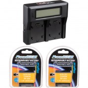 Power2000 2 X 2000mah Li-ion Batteries And Dual-bay Lcd Charger Kit For Canon Bp-820