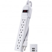 Cyberpower 6-outlet Surge Protector With 2 Usb-a Ports (white)