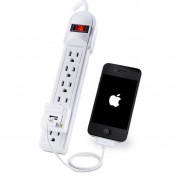 Cyberpower 6-outlet Surge Protector With 2 Usb-a Ports (white)