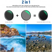 Neewer 2-in-1 Combination Variable Nd Filter And Cpl Filter (62mm, 1- To 5-stop)