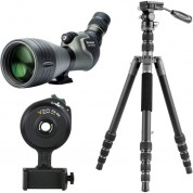 Vanguard 20-60x82 Endeavor Hd 82a Angled-viewing Spotting Scope Bundle With Tripod & Digiscoping Adapter