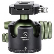 Sunwayfoto Th-55g Low-profile Ball Head With Lever Clamp And Quick Release Plate (green)