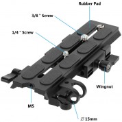 Camvate Manfrotto-type Sliding Quick Release Plate With Clamp Base & 15mm Rod Port