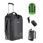 Neewer 2-in-1 Convertible Wheeled Camera Backpack/luggage Trolley Case (black/green)