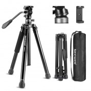 Neewer Tp61 Fluid Head Video Travel Tripod With Leveling Base