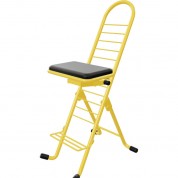 Plateau Chairs Pro Series Folding Chair With Black Vinyl Leather Seat & Yellow Frame