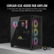 Corsair Icue 4000d Rgb Airflow Mid-tower Atx Desktop Case (black)