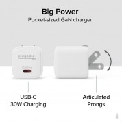 Plugable 30w Gan Usb-c Wall Charger (white, 3-pack)