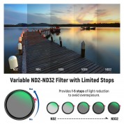 Neewer 2-in-1 Black Diffusion & Nd2-nd32 Variable Nd Filter (67mm, Grade 1/4, 1 To 5-stop)