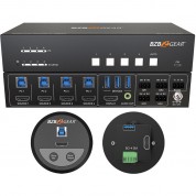 Bzbgear 4k/uhd 4x1 Hdmi 2.0/usb 3.0 Kvm Switcher Kit With 4 X Table Grommets