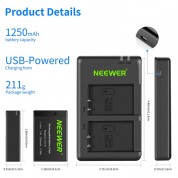 Neewer Lp-e17 Battery 2-pack With Dual Usb Charger (1250mah)