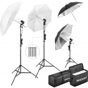 Neewer 24w Daylight Led Bulbs With Stands & Umbrellas (3-light Kit)