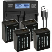 Power2000 4 X Panasonic Dmw-blg10pp-type Batteries & Dual-bay Lcd Charger Kit