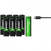 Coast Zithion-x Aa Rechargeable Lithium-ion Batteries With Usb-c Port (1.5v, 2400mah, 8-pack)