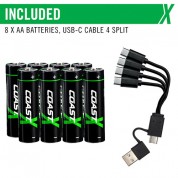 Coast Zithion-x Aa Rechargeable Lithium-ion Batteries With Usb-c Port (1.5v, 2400mah, 8-pack)