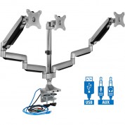 Mount-it! Mi-2753old Triple Monitor Desk Mount With Usb-a & 3.5mm Audio Ports