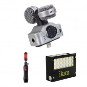 Zoom Iq7 Mid-side Stereo Microphone Kit With Iklip Grip Pro & Ikan Iled-ma Light