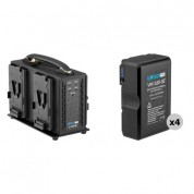 Watson Pro 4 X High-draw 158wh Slim Batteries & Simultaneous Quad Charger V-mount Kit