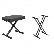 Auray X-style Piano Bench & Double X-style Adjustable Keyboard Stand Kit