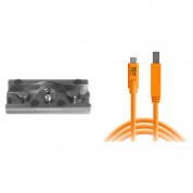 Tether Tools Tetherpro Usb Cable With Tetherblock Quick Release Plate Kit (usb Type-c Male To Usb 3.0 Type-b Male, Orange)