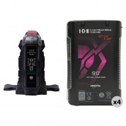 Idx System Technology 4 X 90wh V-mount Batteries With 4-bay V-mount Charger & Power Supply Kit