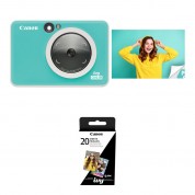 Canon Ivy Cliq2 Instant Camera/printer With 20 Sheets Of Paper Kit (turquoise)