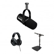 Shure Mv7 Podcast Microphone Kit With Mic Stand And Headphones (black)