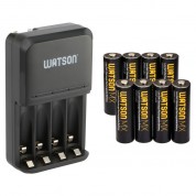 Watson 4-bay Charger For Aa/aaa Nimh Batteries With 8-pack Of Mx Aa Nimh Rechargeable Batteries Kit