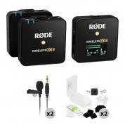 Rode Wireless Go Ii 2-person Wireless Microphone System/recorder With Lavalier Go Mics & Hiding Kits (2.4 Ghz, Black)