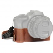 Megagear Leather Half Case For Canon Eos R100 (brown)