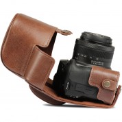 Megagear Leather Camera Case For Canon Eos R100 With 18-45mm Lens (brown)